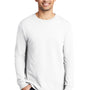 Port & Company Mens Beach Wash Long Sleeve Crewneck T-Shirt - White