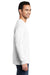 Port & Company PC099LS Mens Beach Wash Long Sleeve Crewneck T-Shirt White Model Side