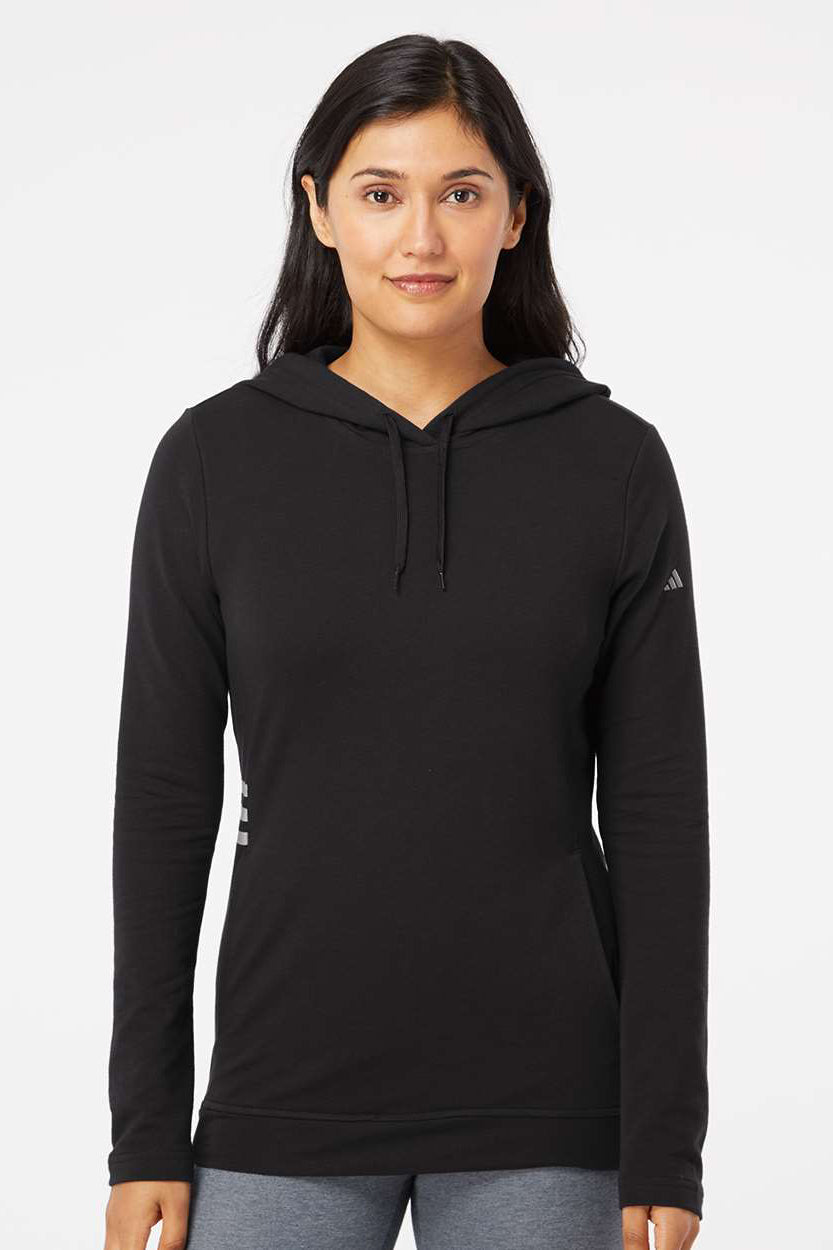 Adidas A451 Womens Hooded Sweatshirt Hoodie Black Model Front