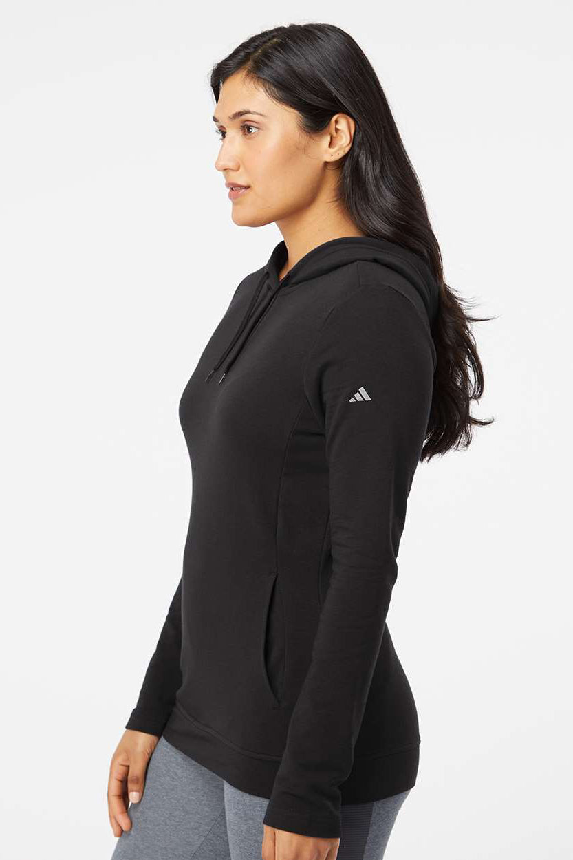 Adidas A451 Womens Hooded Sweatshirt Hoodie Black Model Side