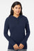 Adidas A451 Womens Hooded Sweatshirt Hoodie Collegiate Navy Blue Model Front