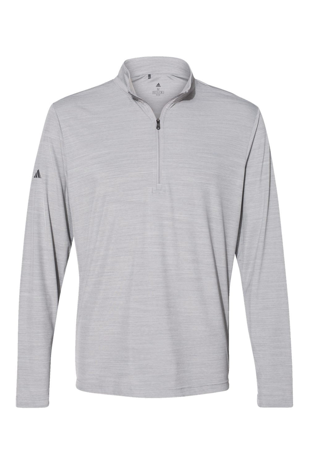 Adidas A475 Mens Moisture Wicking 1/4 Zip Sweatshirt Mid Grey Melange Flat Front