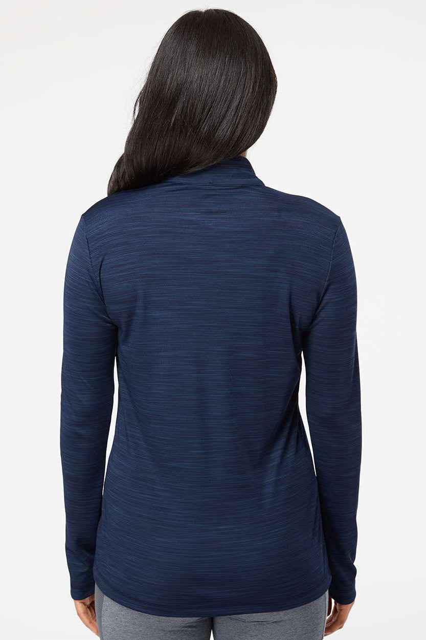 Adidas A476 Womens Moisture Wicking 1/4 Zip Sweatshirt Collegiate Navy Blue Melange Model Back