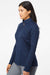 Adidas A476 Womens Moisture Wicking 1/4 Zip Sweatshirt Collegiate Navy Blue Melange Model Side