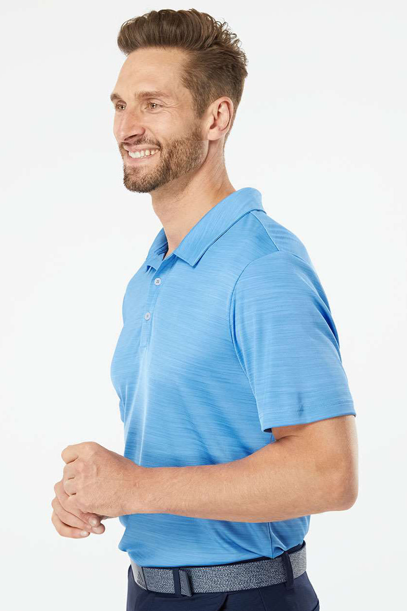 Adidas A402 Mens UPF 50+ Short Sleeve Polo Shirt Lucky Blue Melange Model Side