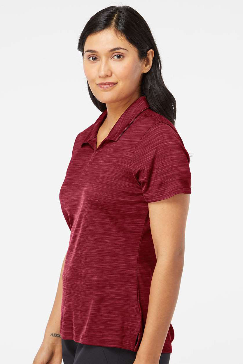 Adidas A403 Womens UPF 50+ Short Sleeve Polo Shirt Collegiate Burgundy Melange Model Side