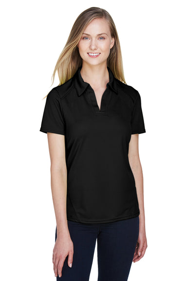 North End 78632 Womens Sport Red Performance Moisture Wicking Short Sleeve Polo Shirt Black Model Front