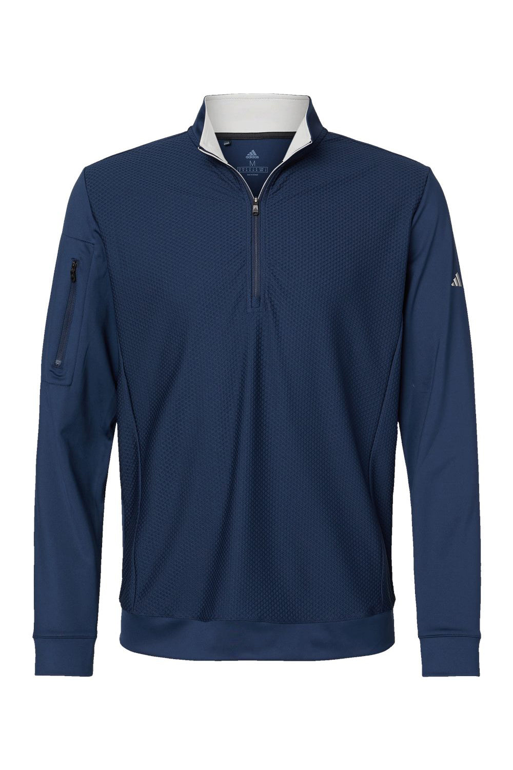 Adidas A295 Mens Performance UPF 50+ 1/4 Zip Sweatshirt Collegiate Navy Blue Flat Front