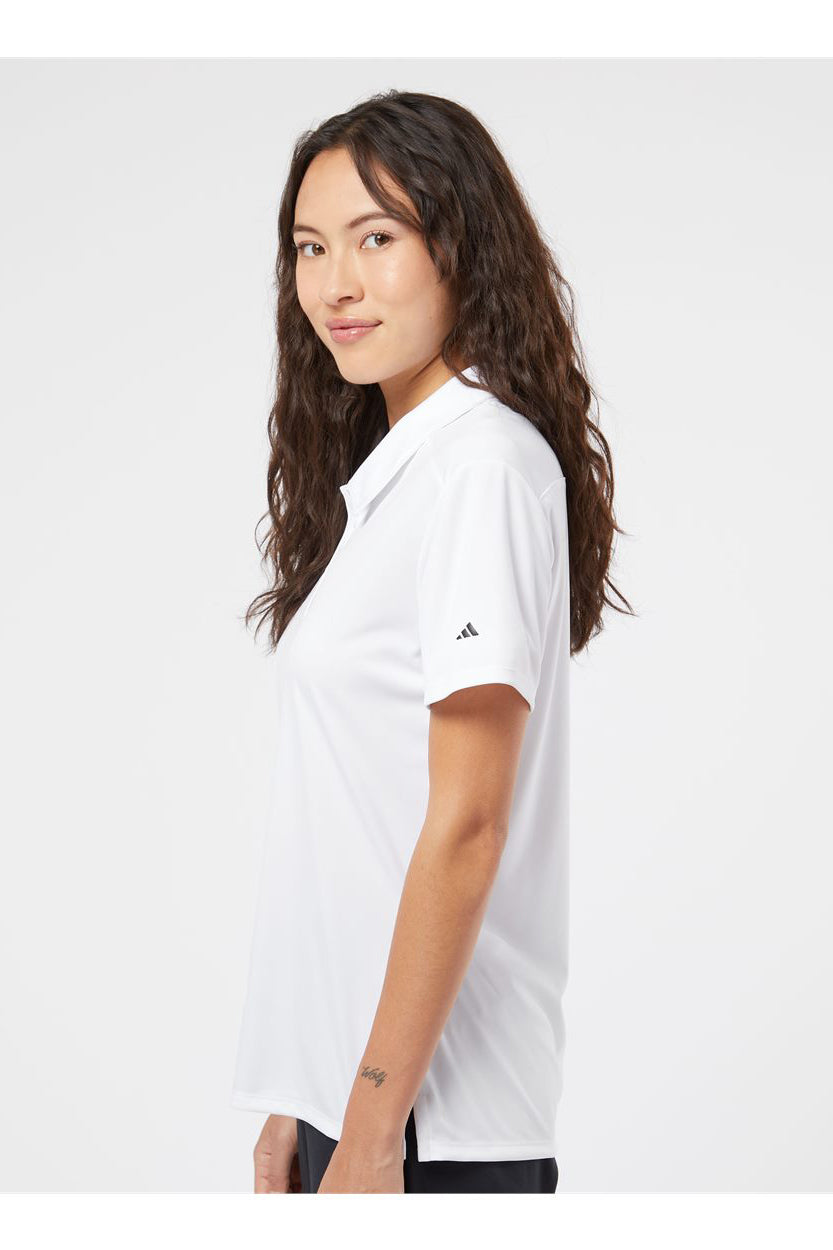 Adidas A325 Womens 3 Stripes UPF 50+ Short Sleeve Polo Shirt White/Black Model Side