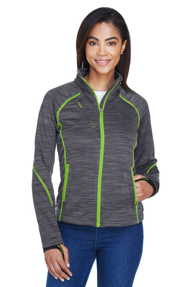 North End 78697 Womens Sport Red Flux Full Zip Jacket Carbon Grey/Acid Green Model Front