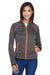 North End 78697 Womens Sport Red Flux Full Zip Jacket Carbon Grey/Orange Soda Model Front