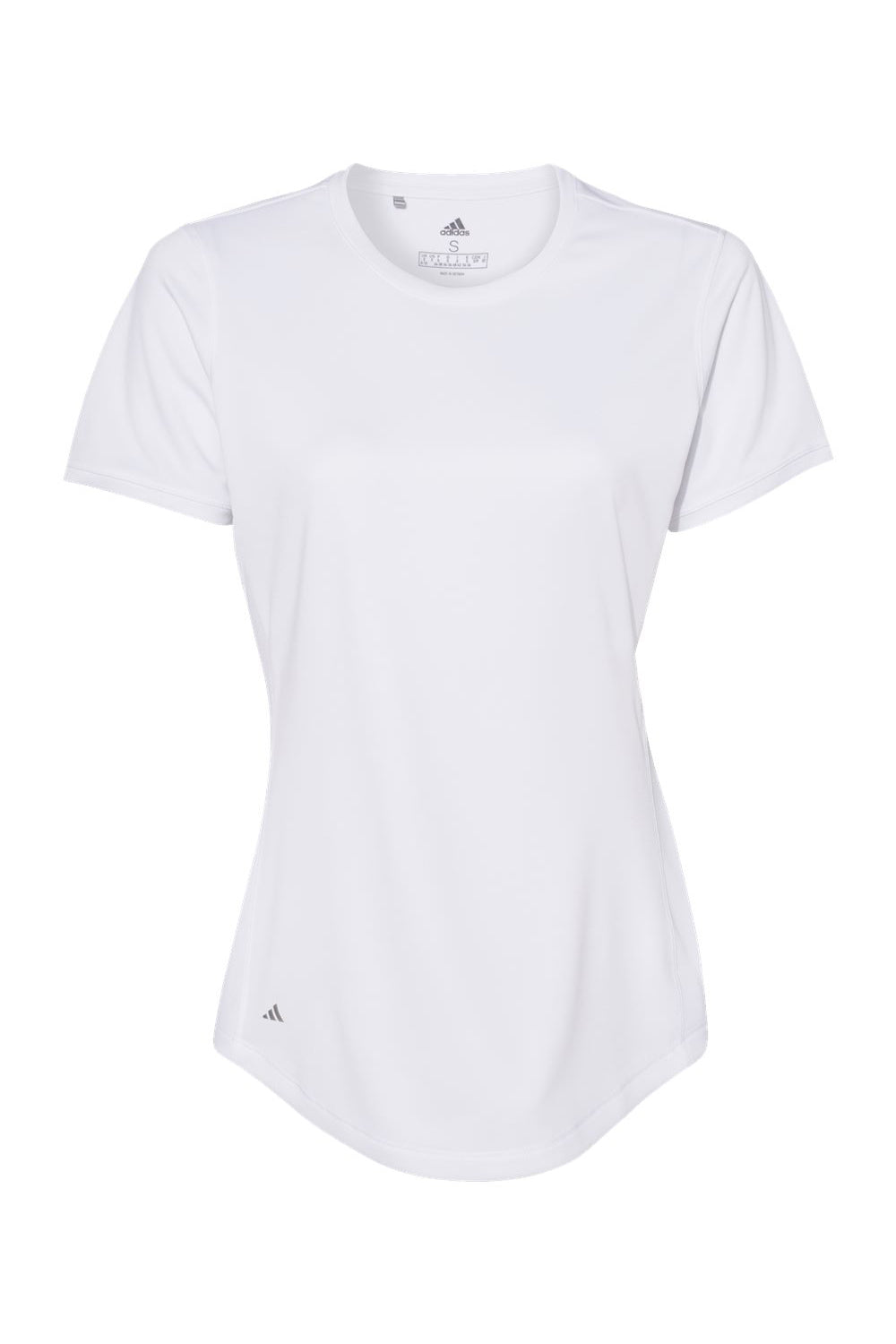 Adidas A377 Womens UPF 50+ Short Sleeve Crewneck T-Shirt White Flat Front
