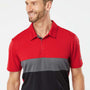 Adidas Mens Merch Block UPF 50+ Short Sleeve Polo Shirt - Collegiate Red/Grey/Black