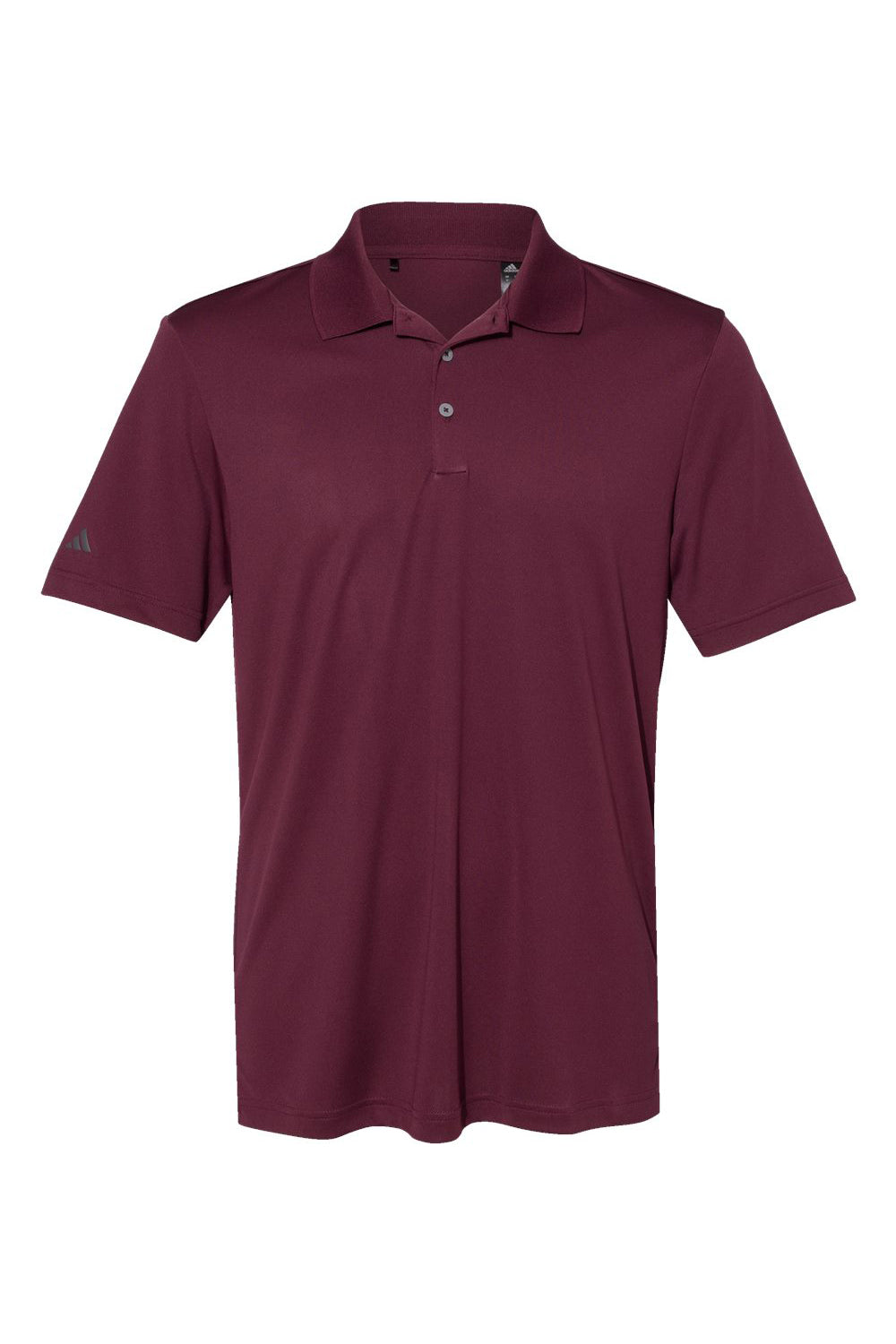 Adidas A230 Mens Performance UPF 50+ Short Sleeve Polo Shirt Maroon Flat Front