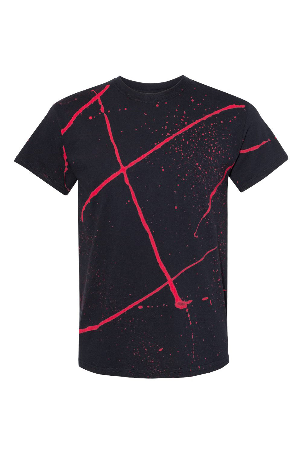 Dyenomite 200SL Mens Splatter Short Sleeve Crewneck T-Shirt Black/Red Flat Front