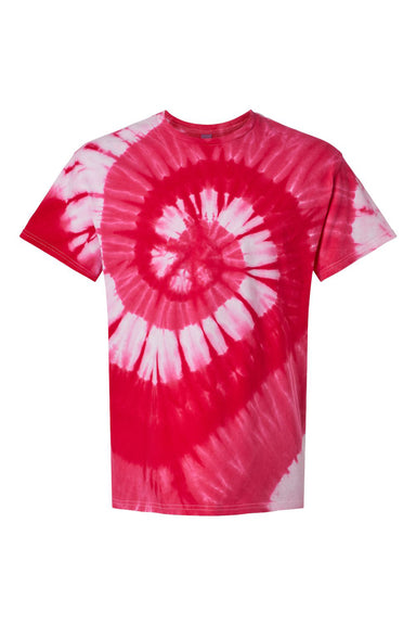 Dyenomite 200MS Mens Spiral Tie Dyed Short Sleeve Crewneck T-Shirt Amour Flat Front