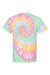 Dyenomite 200MS Mens Spiral Tie Dyed Short Sleeve Crewneck T-Shirt Ribbon Candy Flat Back