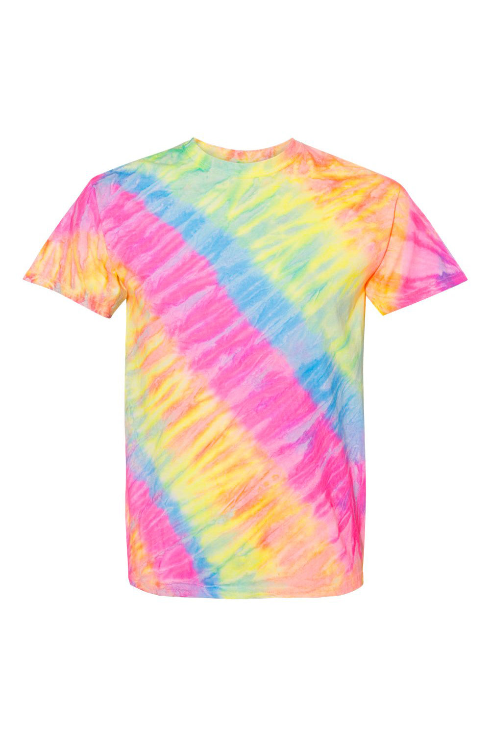 Dyenomite 200TL Mens Tilt Tie Dyed Short Sleeve Crewneck T-Shirt Dayglo Flat Front