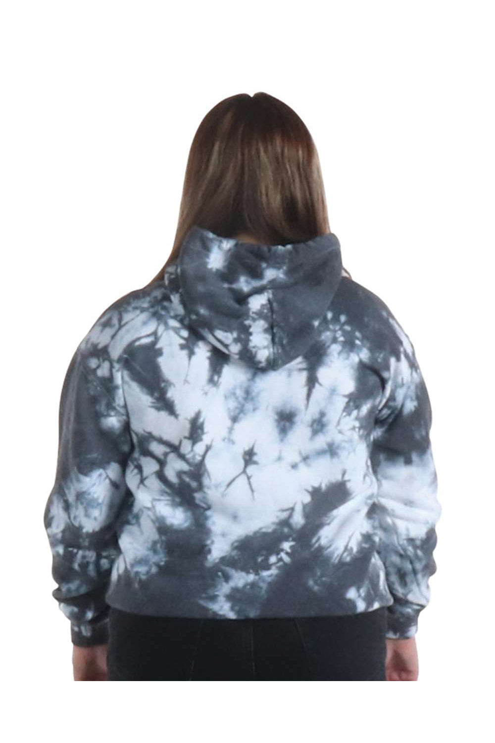 Dyenomite 680VR Mens Blended Tie Dyed Hooded Sweatshirt Hoodie Black Crystal Model Back