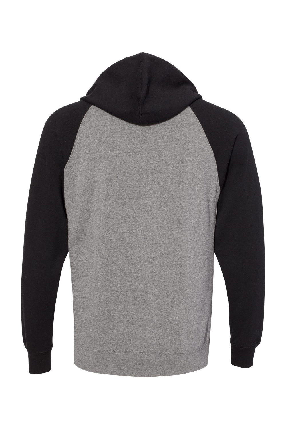 Independent Trading Co. PRM33SBZ Mens Special Blend Raglan Full Zip Hooded Sweatshirt Hoodie Heather Nickel Grey/Black Flat Back