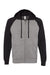 Independent Trading Co. PRM33SBZ Mens Special Blend Raglan Full Zip Hooded Sweatshirt Hoodie Heather Nickel Grey/Black Flat Front