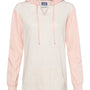 MV Sport Womens French Terry Colorblock Hooded Sweatshirt Hoodie w/ Pouch Pocket - Cameo Pink/Oatmeal