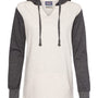 MV Sport Womens French Terry Colorblock Hooded Sweatshirt Hoodie w/ Pouch Pocket - Charcoal Grey/Oatmeal