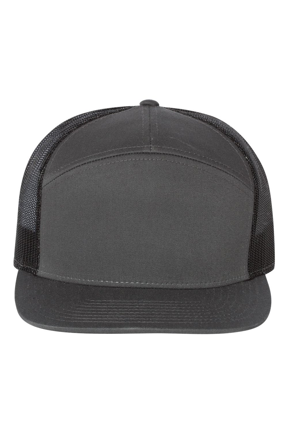 Richardson 168 Mens 7 Trucker Hat Charcoal Grey/Black Flat Front