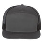 Richardson Mens 7 Panel Snapback Trucker Hat - Charcoal Grey/Black - NEW