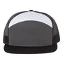 Richardson Mens 7 Panel Snapback Trucker Hat - Charcoal Grey/Black/White - NEW