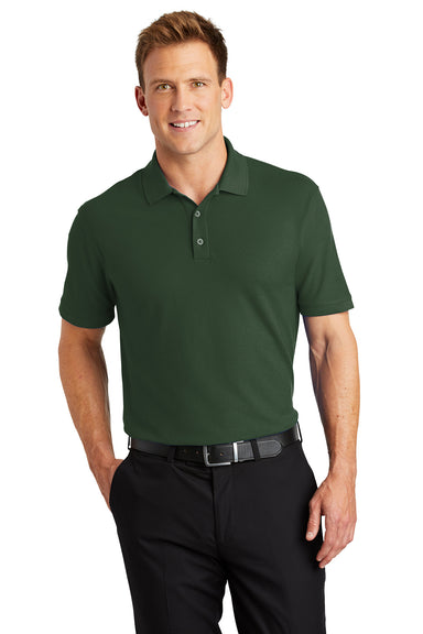 Port Authority K100/TLK100 Mens Core Classic Short Sleeve Polo Shirt Deep Forest Green Model Front