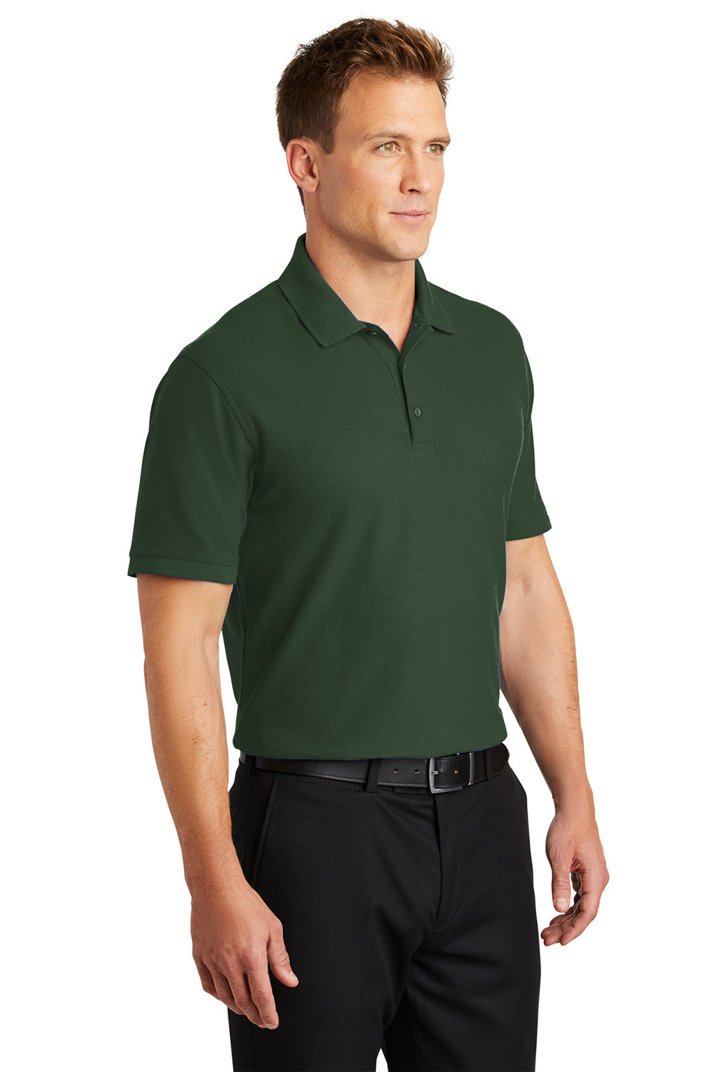 Port Authority K100/TLK100 Mens Core Classic Short Sleeve Polo Shirt Deep Forest Green Model 3q