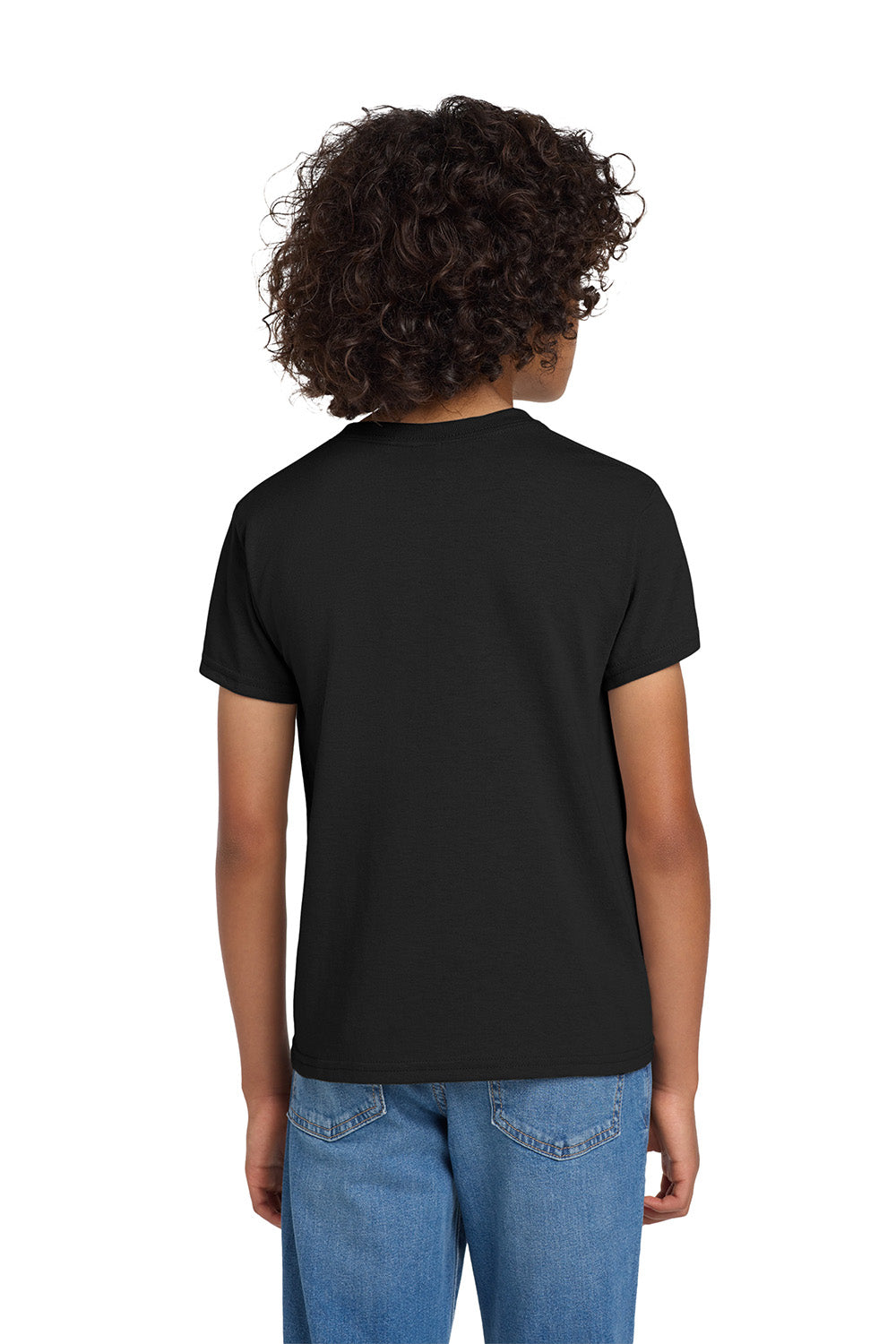 Gildan 8000B/G800B Youth DryBlend Moisture Wicking Short Sleeve Crewneck T-Shirt Black Model Back