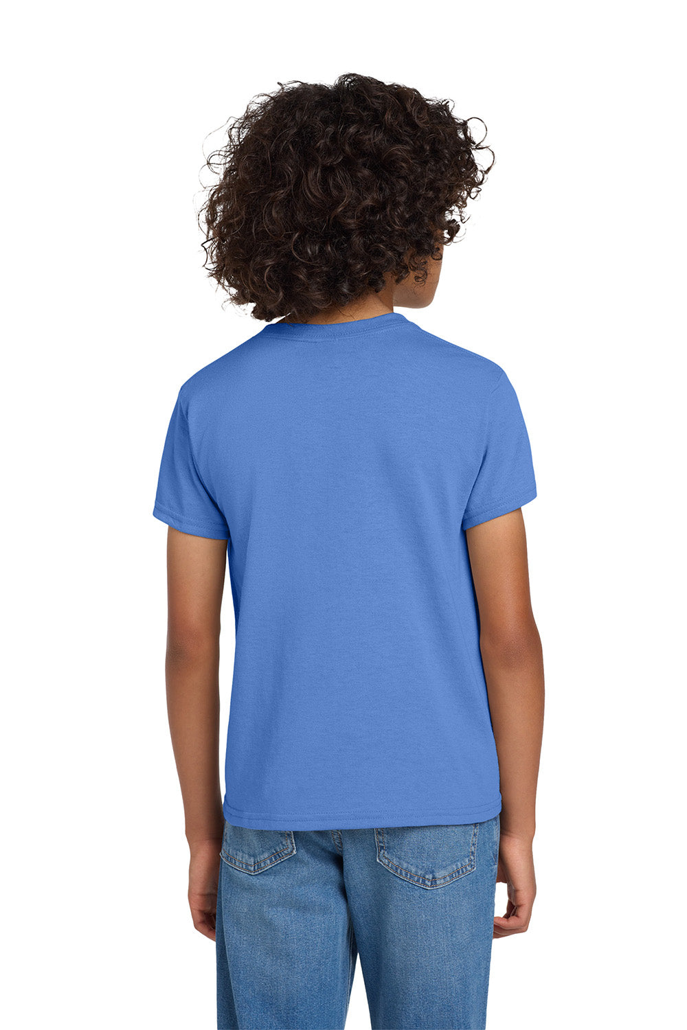 Gildan 8000B/G800B Youth DryBlend Moisture Wicking Short Sleeve Crewneck T-Shirt Carolina Blue Model Back