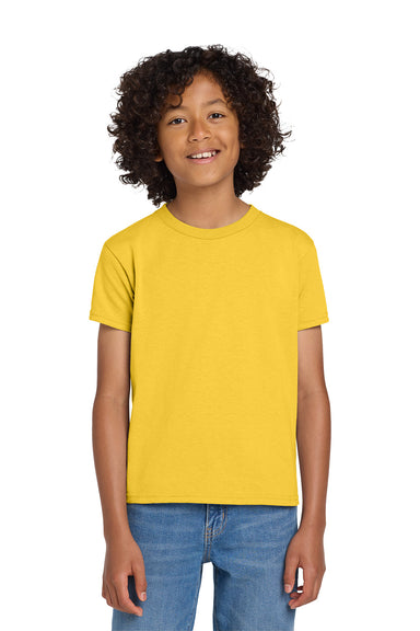 Gildan 8000B/G800B Youth DryBlend Moisture Wicking Short Sleeve Crewneck T-Shirt Daisy Yellow Model Front