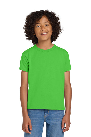 Gildan 8000B/G800B Youth DryBlend Moisture Wicking Short Sleeve Crewneck T-Shirt Electric Green Model Front