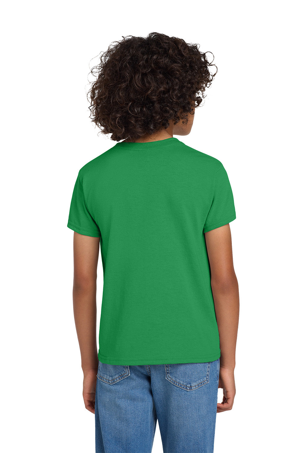 Gildan 8000B/G800B Youth DryBlend Moisture Wicking Short Sleeve Crewneck T-Shirt Irish Green Model Back