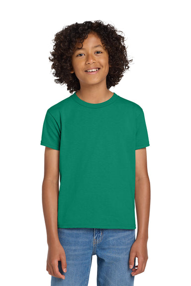 Gildan 8000B/G800B Youth DryBlend Moisture Wicking Short Sleeve Crewneck T-Shirt Kelly Green Model Front