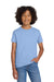 Gildan 8000B/G800B Youth DryBlend Moisture Wicking Short Sleeve Crewneck T-Shirt Light Blue Model Front