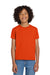 Gildan 8000B/G800B Youth DryBlend Moisture Wicking Short Sleeve Crewneck T-Shirt Orange Model Front