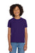 Gildan 8000B/G800B Youth DryBlend Moisture Wicking Short Sleeve Crewneck T-Shirt Purple Model Front