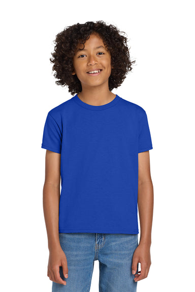 Gildan 8000B/G800B Youth DryBlend Moisture Wicking Short Sleeve Crewneck T-Shirt Royal Blue Model Front