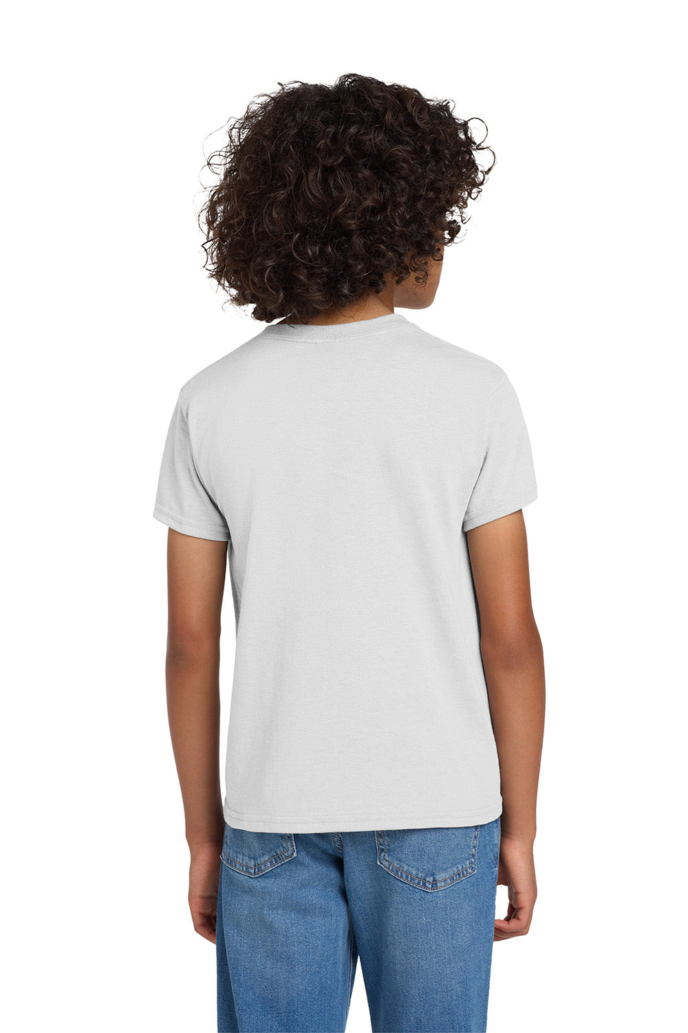 Gildan 8000B/G800B Youth DryBlend Moisture Wicking Short Sleeve Crewneck T-Shirt White Model Back