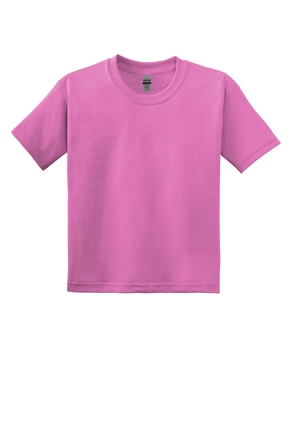 Gildan 8000B/G800B Youth DryBlend Moisture Wicking Short Sleeve Crewneck T-Shirt Azalea Pink Flat Front