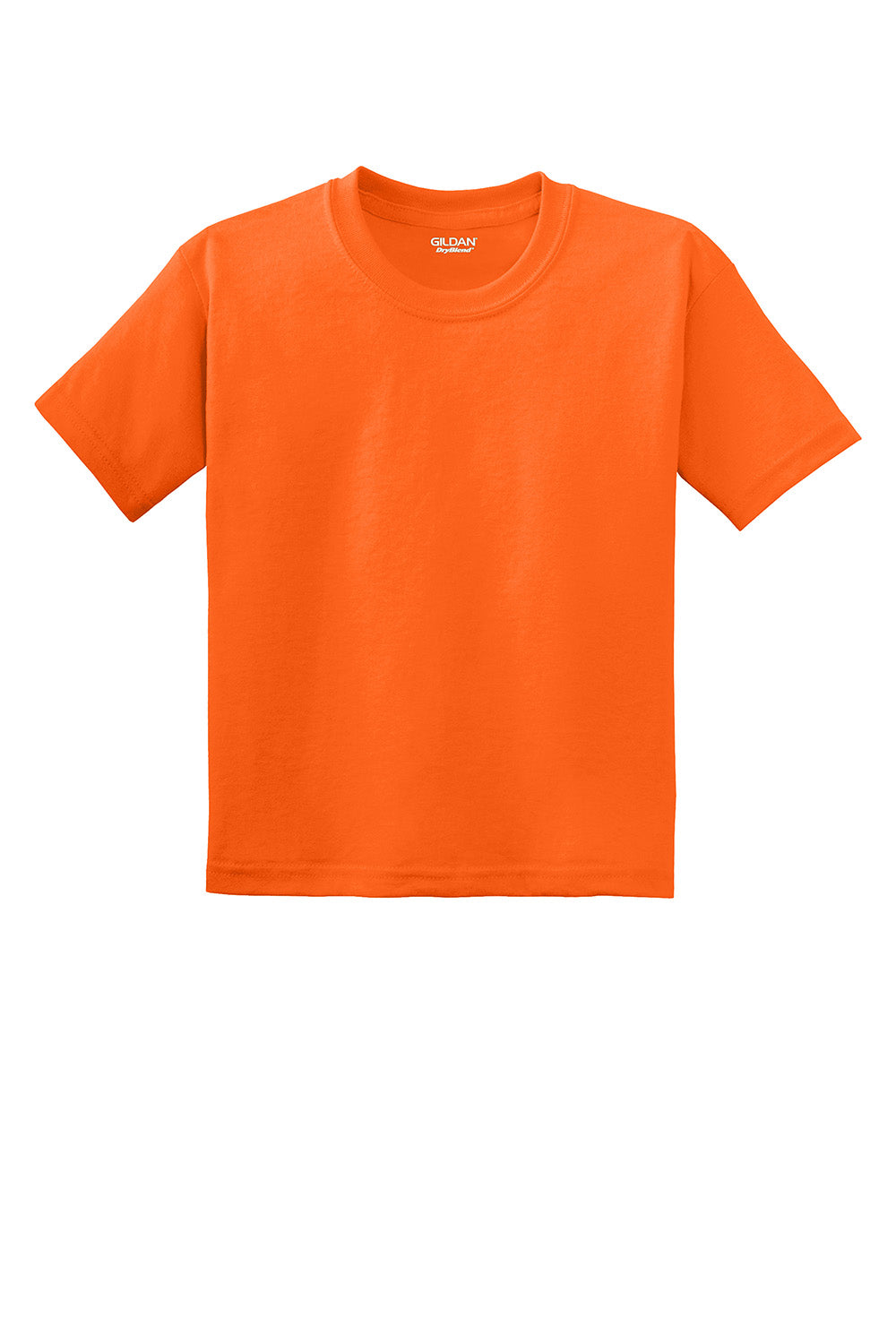 Gildan 8000B/G800B Youth DryBlend Moisture Wicking Short Sleeve Crewneck T-Shirt Safety Orange Flat Front