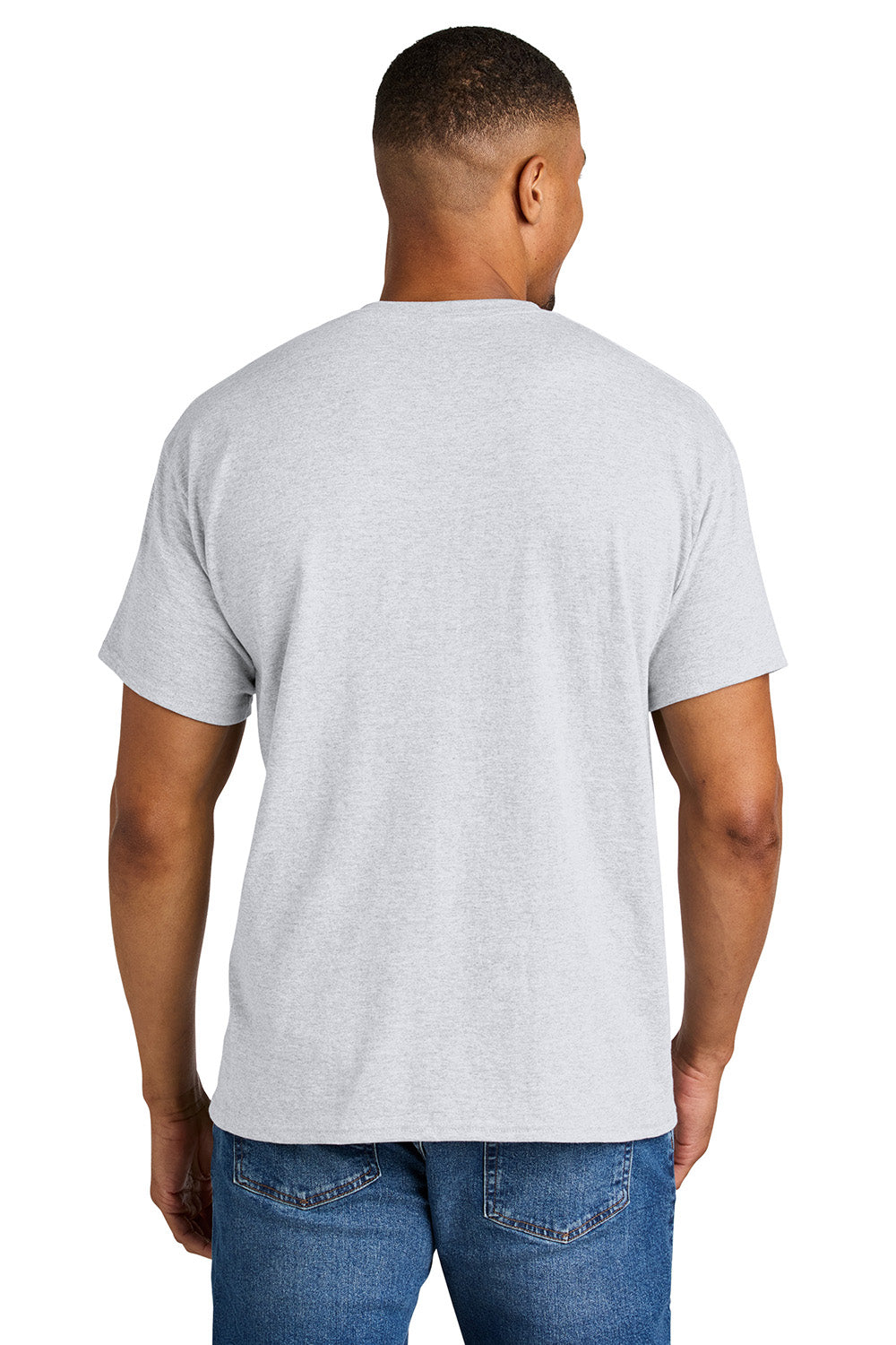 Gildan 8000/G800 Mens DryBlend Moisture Wicking Short Sleeve Crewneck T-Shirt Ash Grey Model Back