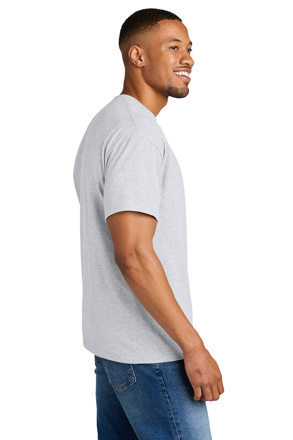 Gildan 8000/G800 Mens DryBlend Moisture Wicking Short Sleeve Crewneck T-Shirt Ash Grey Model Side