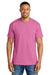 Gildan 8000/G800 Mens DryBlend Moisture Wicking Short Sleeve Crewneck T-Shirt Azalea Pink Model Front