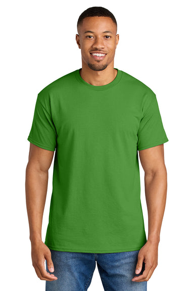 Gildan 8000/G800 Mens DryBlend Moisture Wicking Short Sleeve Crewneck T-Shirt Electric Green Model Front