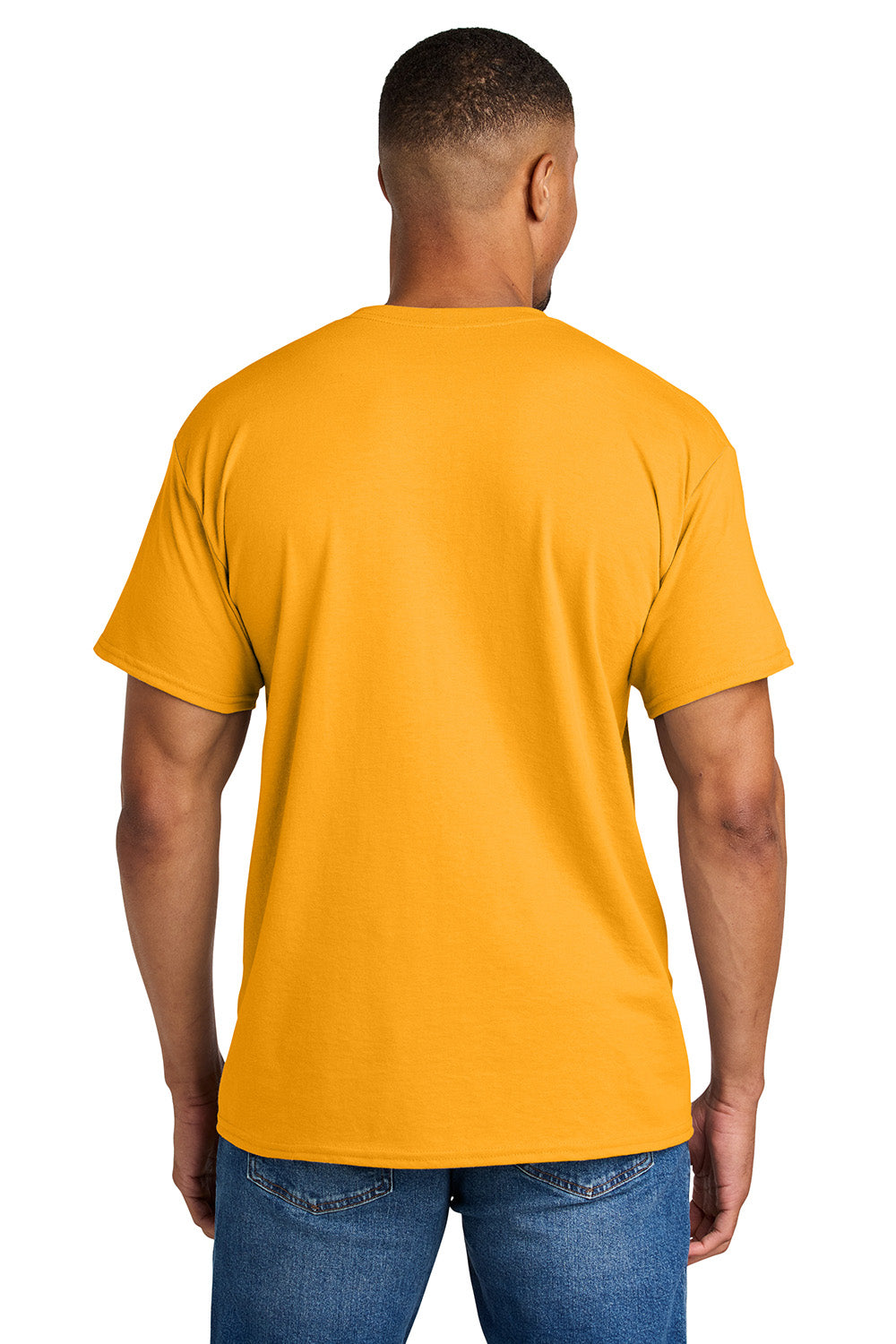 Gildan 8000/G800 Mens DryBlend Moisture Wicking Short Sleeve Crewneck T-Shirt Gold Model Back